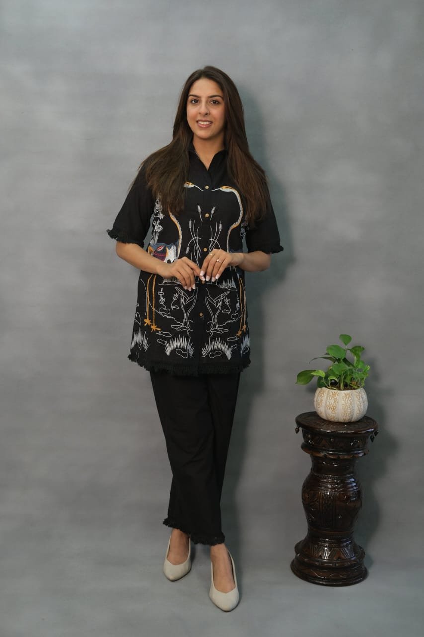 Black Coord Set with Elegant Embroidery Work